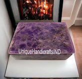 Buy Purple Amethyst Gemstone Jewelry Box | Large real Stone box | Memories | Healing | Rare find | fur family | Ashes |rest in peace Unique Handicrafts IND